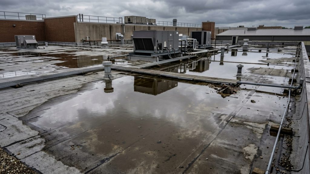 wide shot of a flat commercial roof