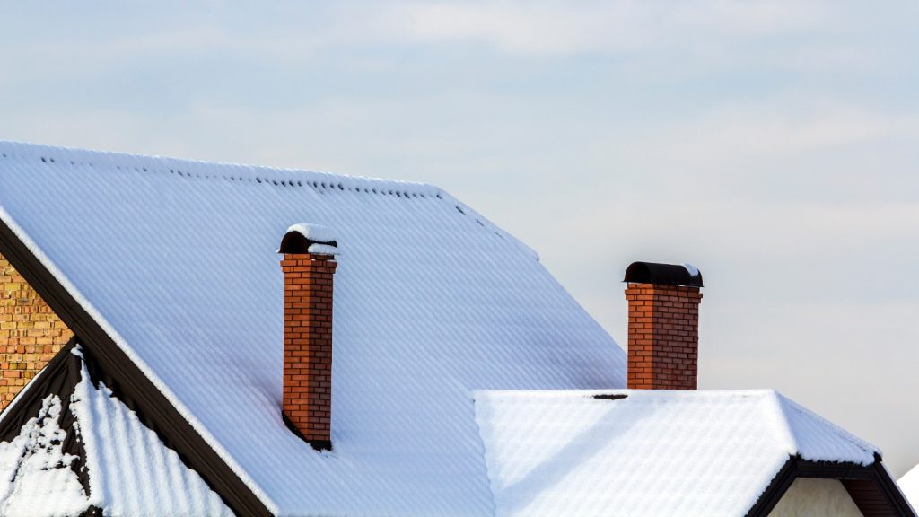 snow-covered corrugated roof