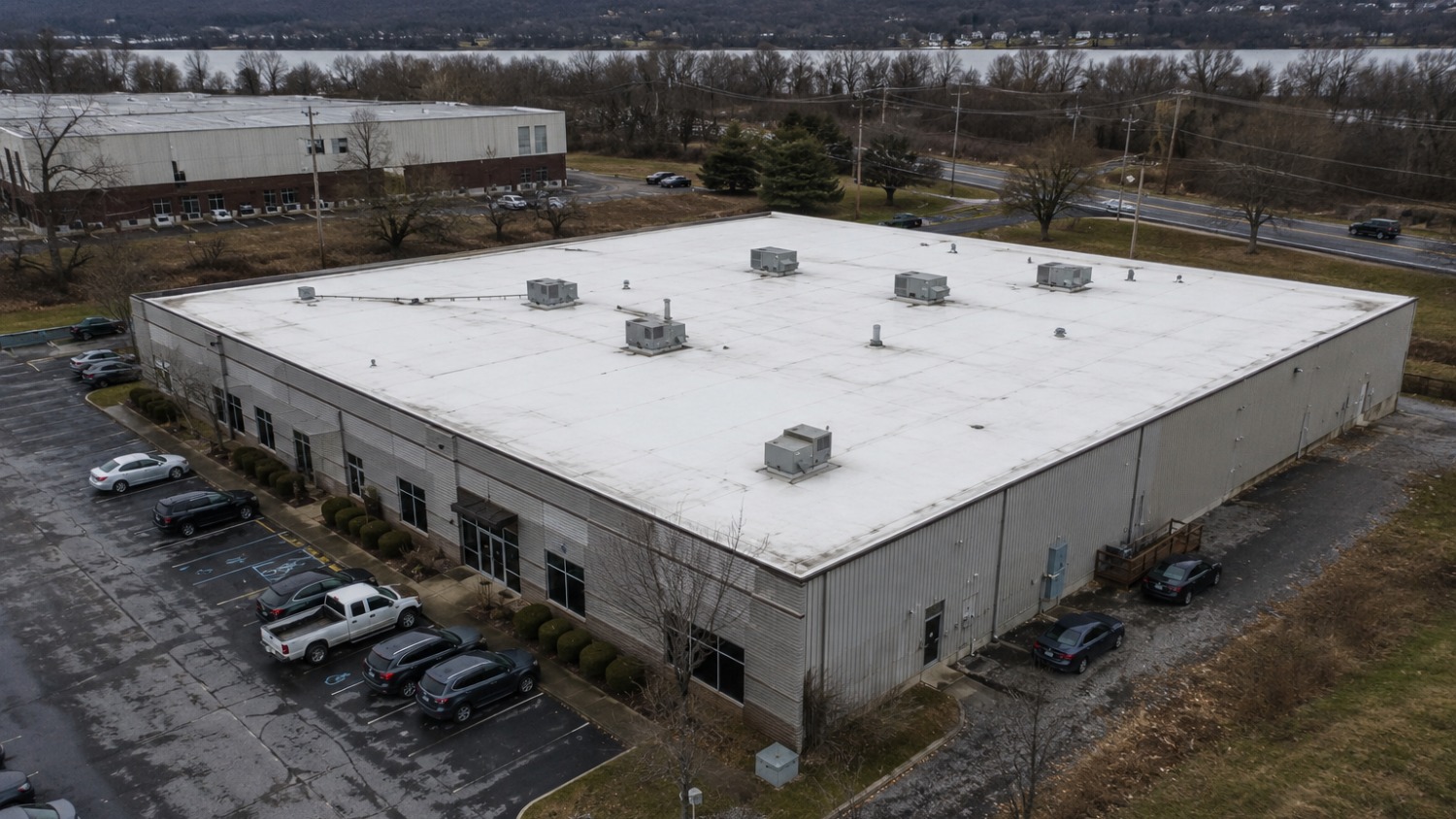 flat white commercial building roof
