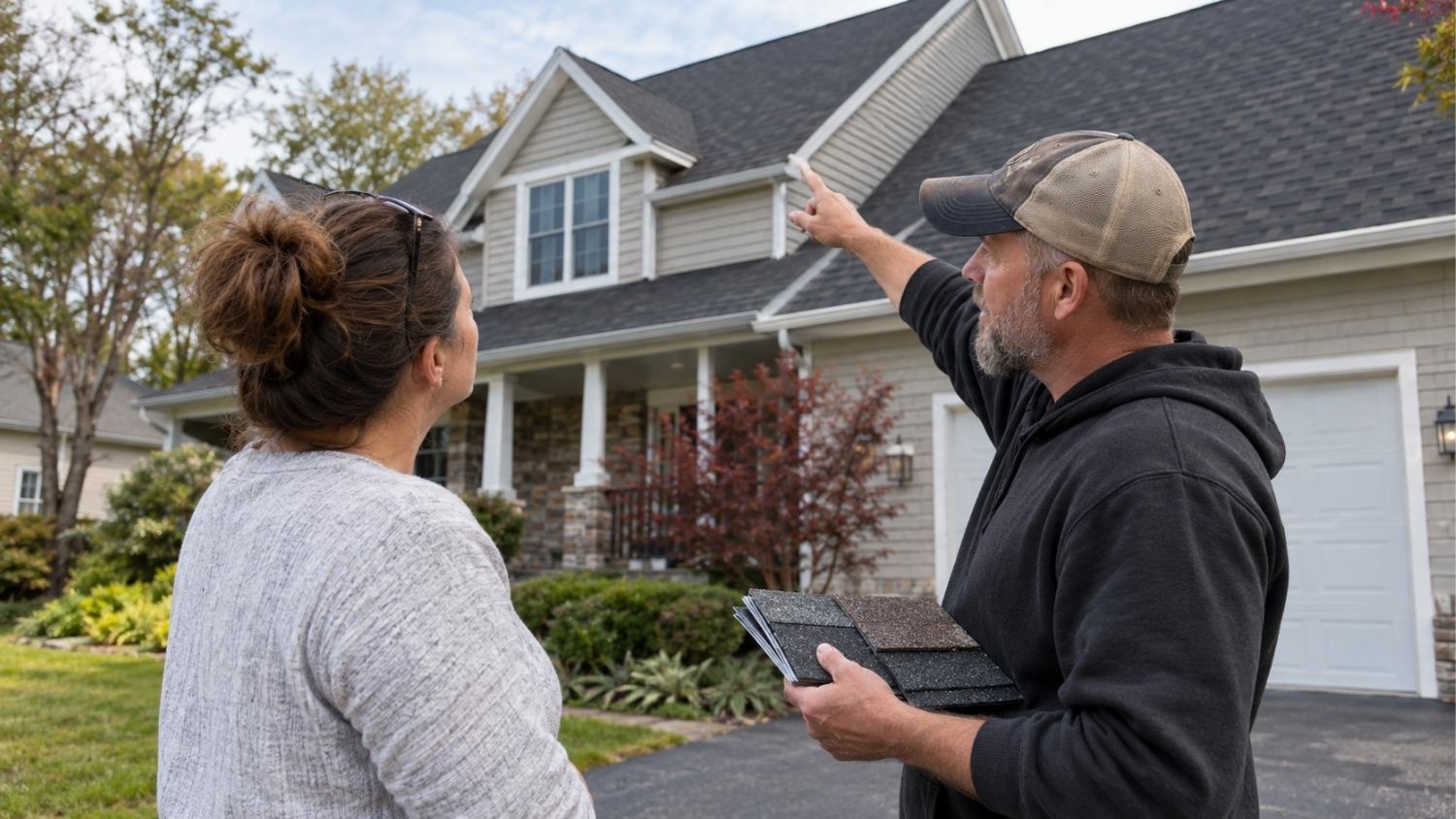 speaking with a professional roofing contractor about a potential roof replacement