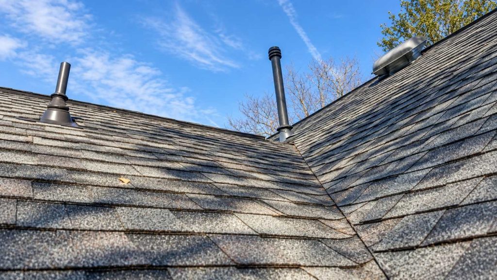 asphalt shingle roof with a roof valley