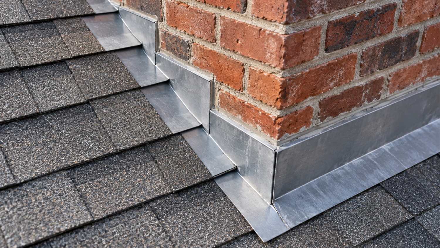 metal step flashing and counter flashing installed